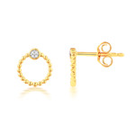 Boucles d'oreilles or 750 jaune diamants - vue 1