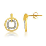 Boucles d'oreilles or 750 2 tons diamants - vue 1