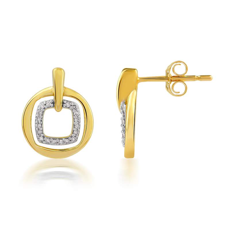 Boucles d'oreilles or 750 2 tons diamants - vue 1