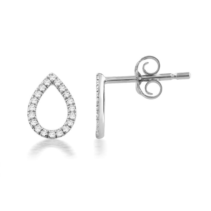 Boucles d'oreilles or 750 blanc diamants - vue 1