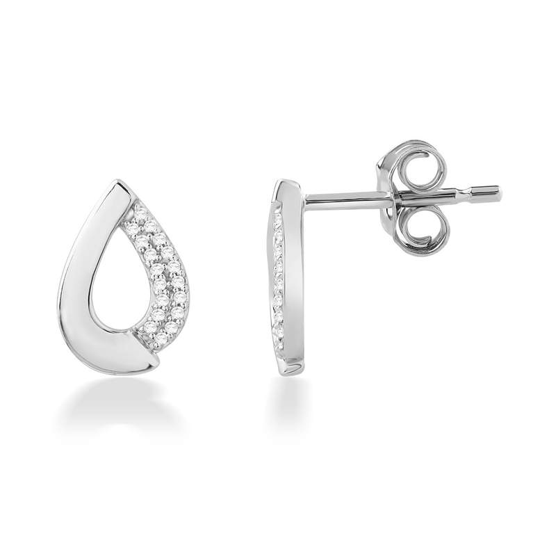 Boucles d'oreilles or 750 blanc diamants - vue 1