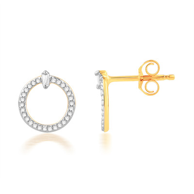 Oorbellen, goud 750, 2 diamanttinten