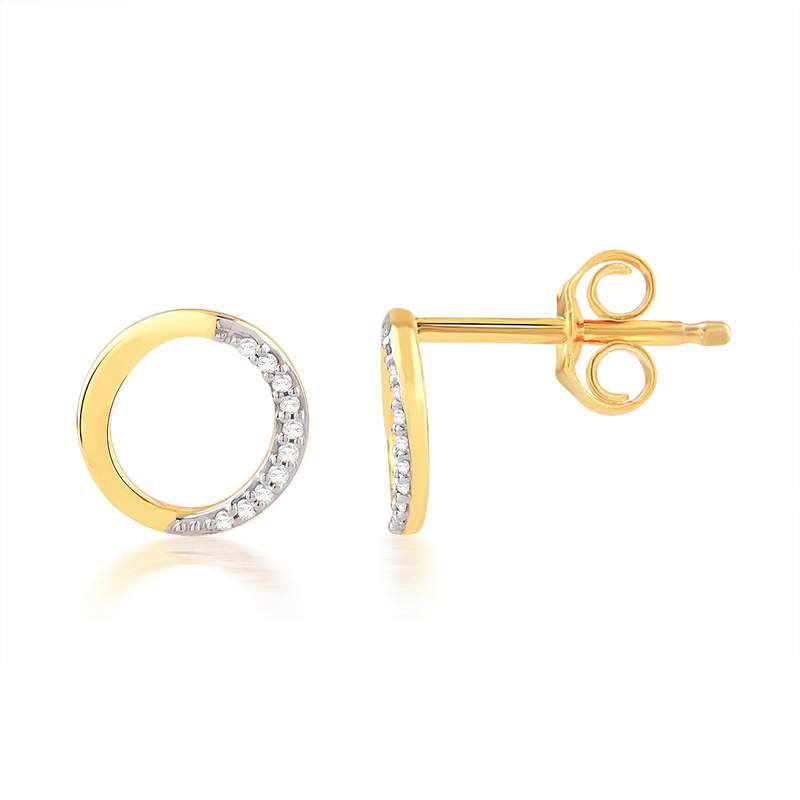 Boucles d'oreilles or 750 2 tons diamants - vue 1