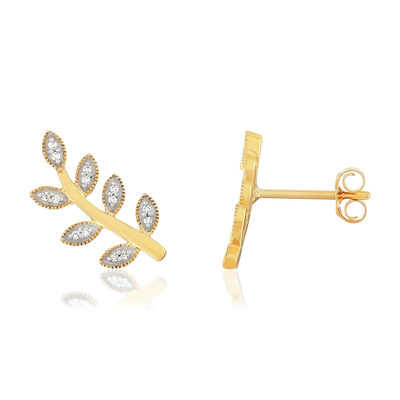 Boucles d'oreilles or 750 2 tons diamants - vue 1