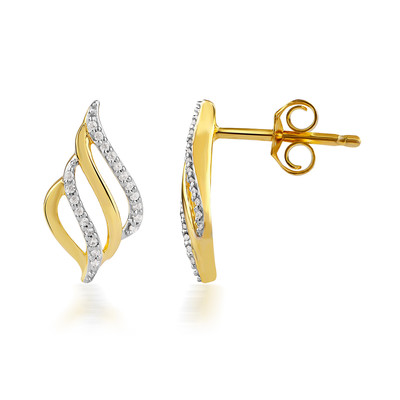 Earrings, gold 750 2-tone diamonds