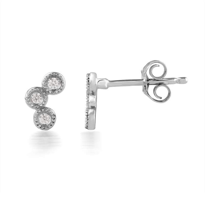 Boucles d'oreilles or 750 blanc diamants - vue 1
