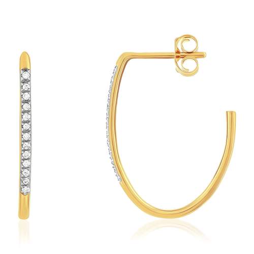 Oorbellen, goud 750, 2 diamanttinten