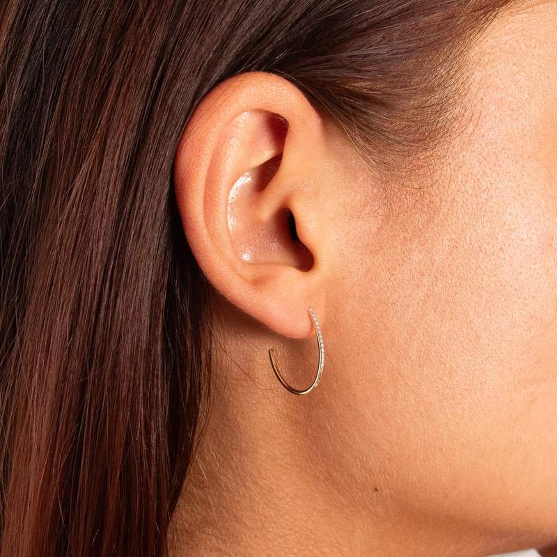 Boucles d'oreilles or 750 2 tons diamants - vue porté 1