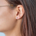 Boucles d'oreilles or 750 2 tons diamants - vue porté 1