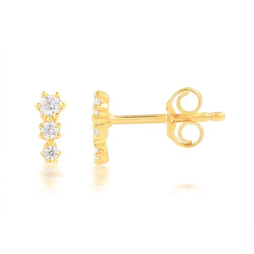 Earrings, gold 750 2-tone diamonds