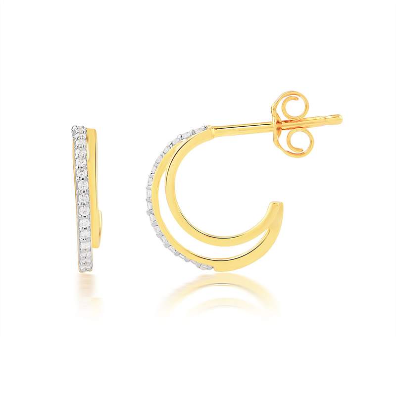 Boucles d'oreilles or 750 2 tons diamants - vue 1