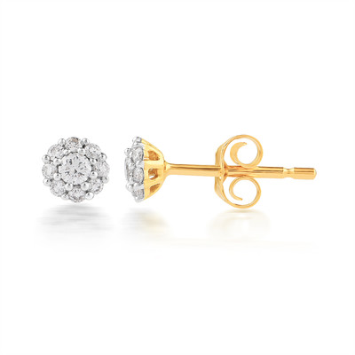 Earrings, gold 750 yellow diamonds