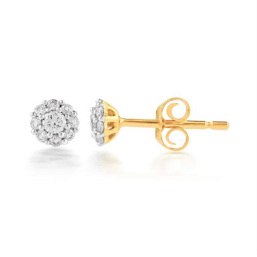Boucles d'oreilles or 750 jaune diamants