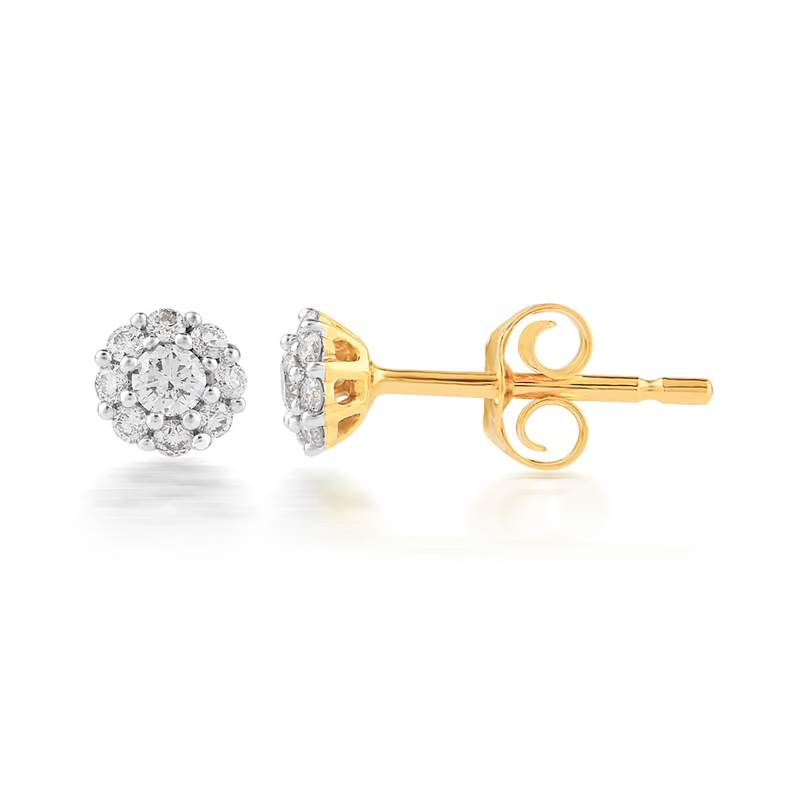 Boucles d'oreilles or 750 jaune diamants - vue 1