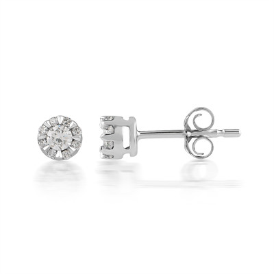 Boucles d'oreilles or 750 blanc diamants - vue 1
