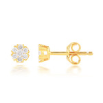 Boucles d'oreilles or 750 2 tons diamants - vue 1