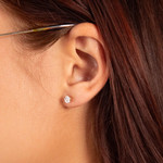 Boucles d'oreilles or 750 2 tons diamants - vue porté 1