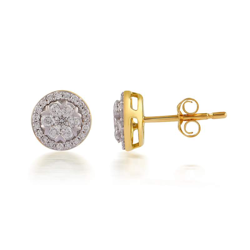 Boucles d'oreilles or 750 jaune diamants - vue 1