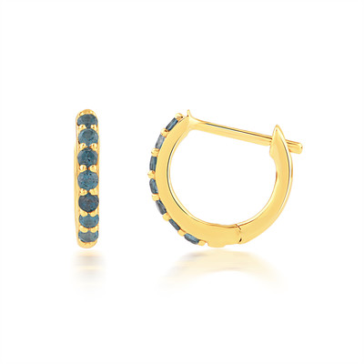 Boucles d'oreilles or 750 jaune topazes London Blue traitées