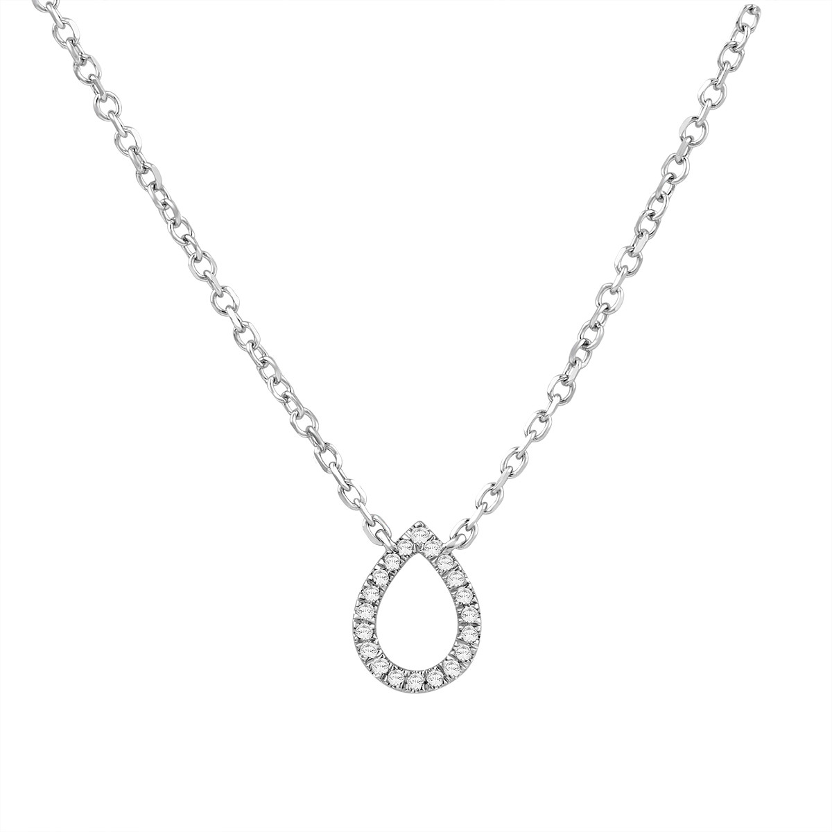 Collier or 750 blanc diamants 45cm