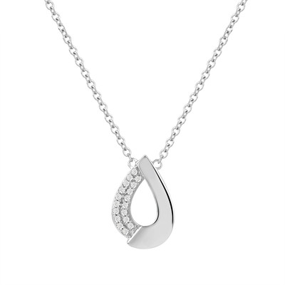 Collier or 750 blanc diamants 45cm - vue 1