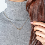 Collier or 750 jaune diamants 45cm - vue porté 1