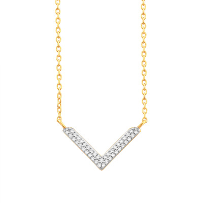 Collier or 750 jaune diamants 45cm - vue 1