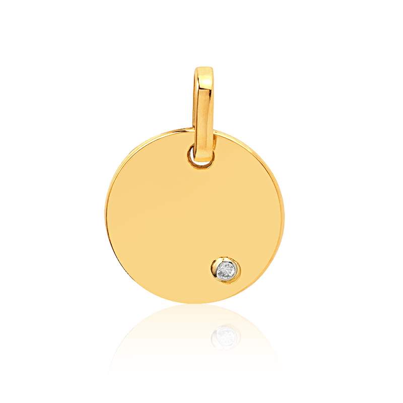 Médaille or 750 jaune diamant - vue 1