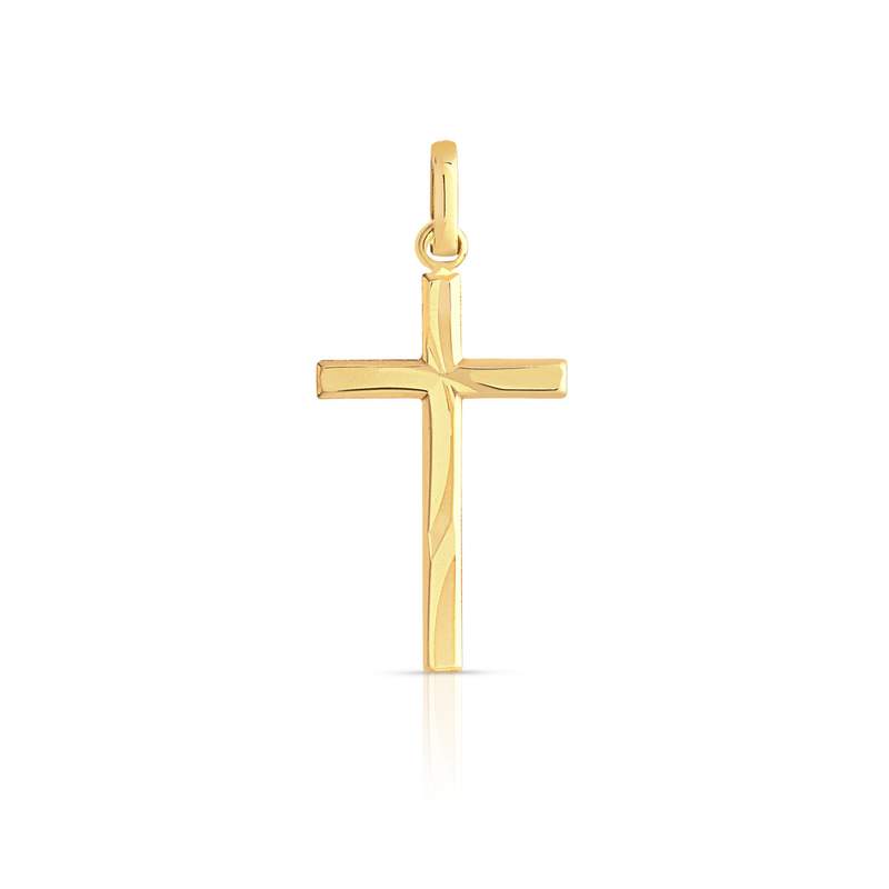 Pendentif croix or 750 jaune - vue 1