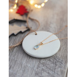 Pendentif or 750 2 tons topaze bleue traitée taille poire et diamants - vue D3