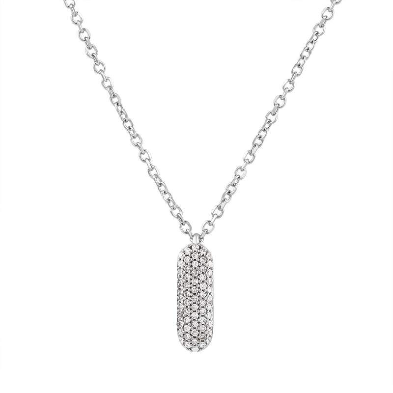 Collier or 750 blanc diamants 45cm - vue 1