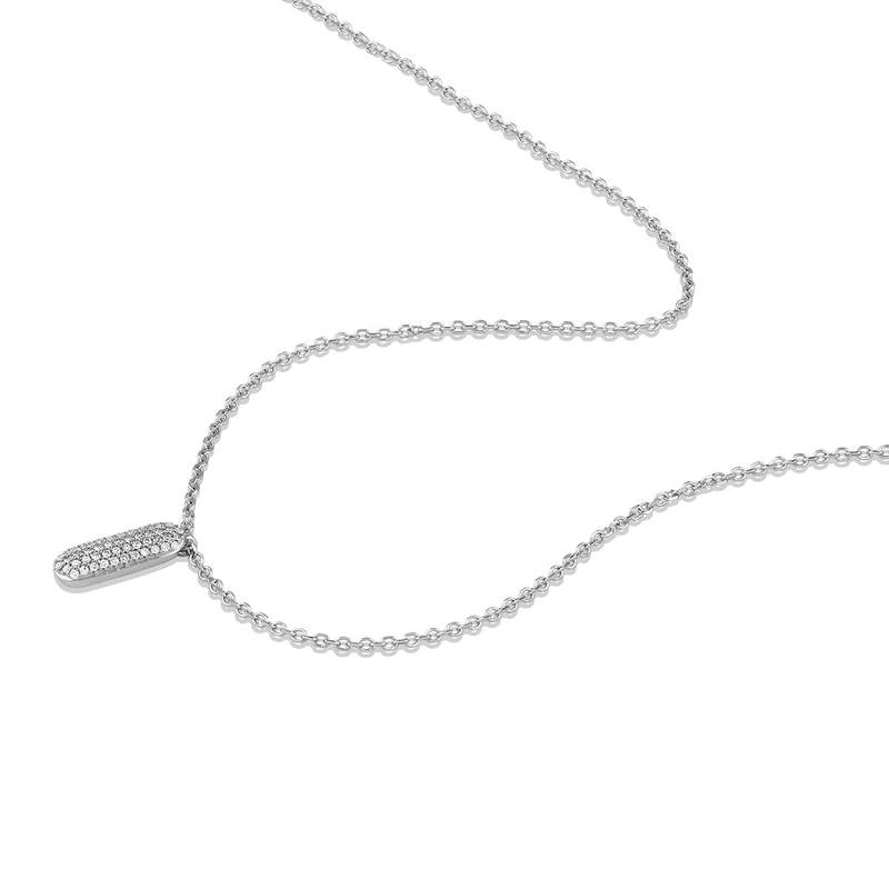 Collier or 750 blanc diamants 45cm - vue 2