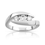 Bague Trilogy or 750 blanc diamant - vue 1