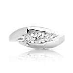 Bague Trilogy or 750 blanc diamant - vue 3