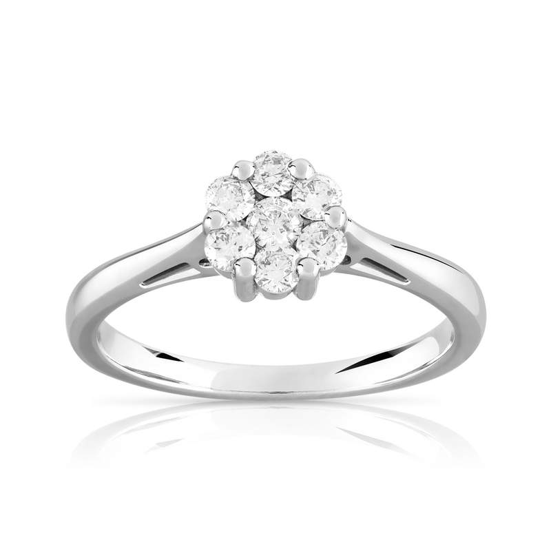 Bague or 750 blanc diamant - vue 1