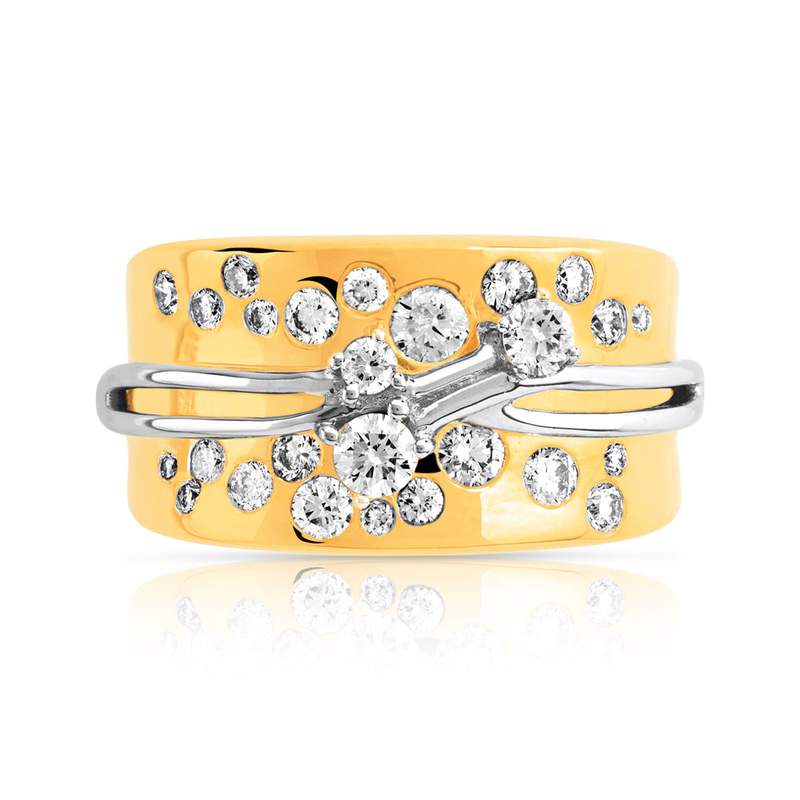 Bague 2 ors 750 diamants - vue 3