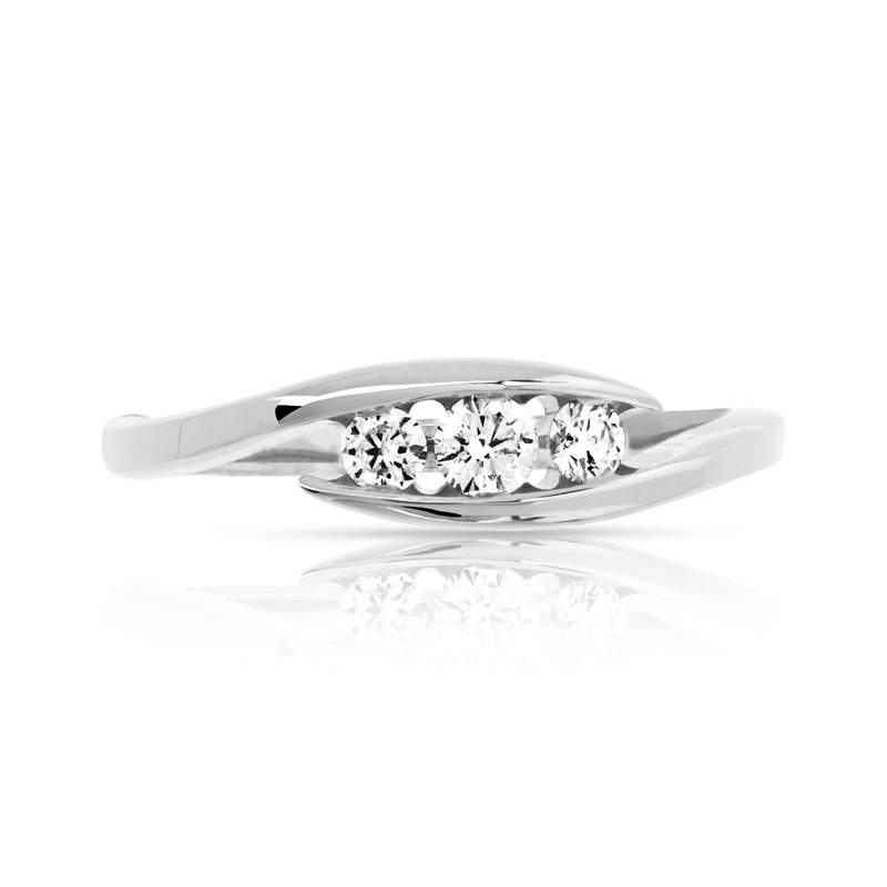 Bague Trilogy or 750 blanc diamant - vue 3