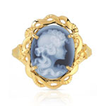 Bague or 750 jaune camée calcédoine - vue 3