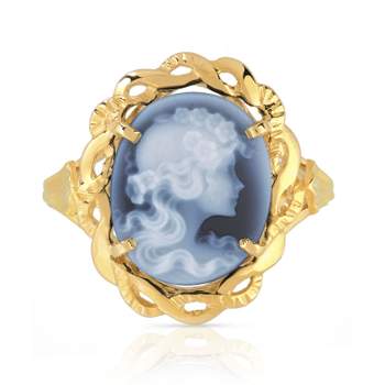 750 yellow gold cameo chalcedony ring