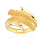 Bague or 750 jaune polie et granité - vue 1