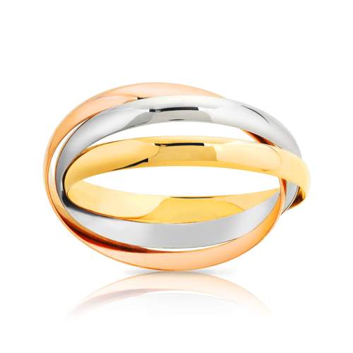 Alliantie van 750 goud, drie verweven massieve halve ringen