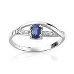 Bague or 750 blanc saphir ovale - vue 1