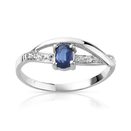 Bague or 750 blanc saphir ovale