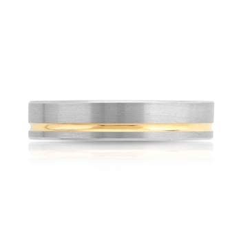 Trouwring in 950 platina en 750 geel goud