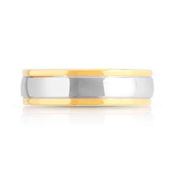 Trouwring in 950 platina en 750 geel goud