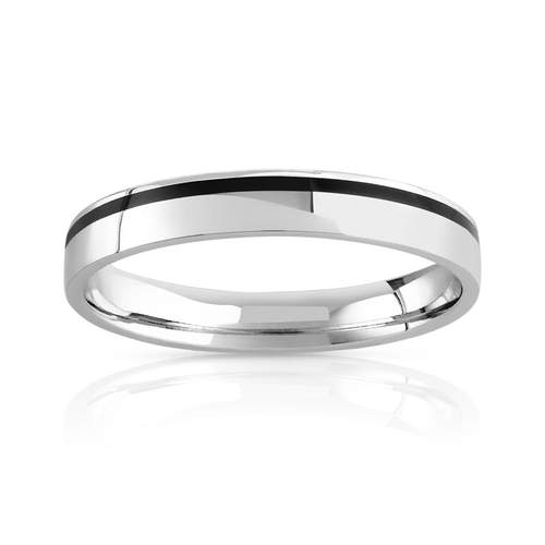 Alliance or 750 blanc et laque céramique noire 3 mm