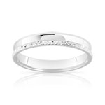 Alliance or 750 blanc poli et diamanté 3,5 mm - vue 1