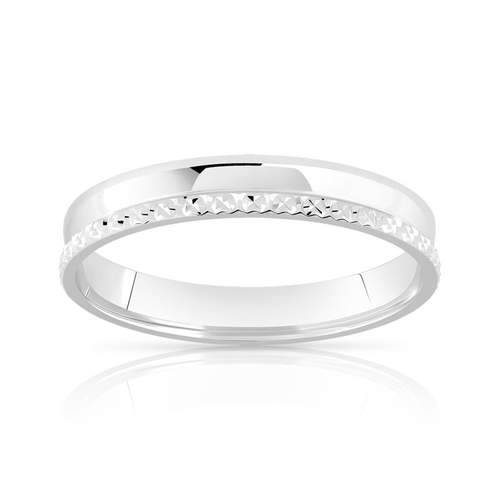 Alliance or 750 blanc poli et diamanté 3,5 mm