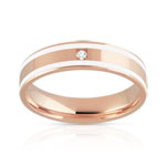 Alliance or 750 rose laque céramique blanche et diamant - vue 1