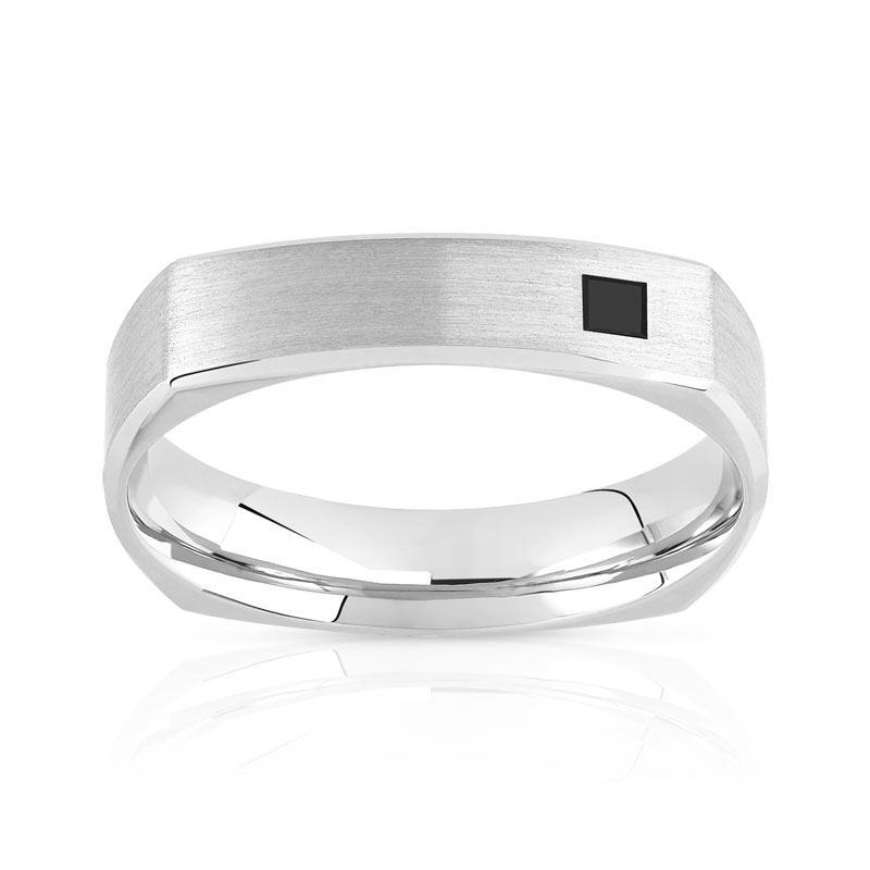 Alliance palladium 950 brossé et diamant noir traité